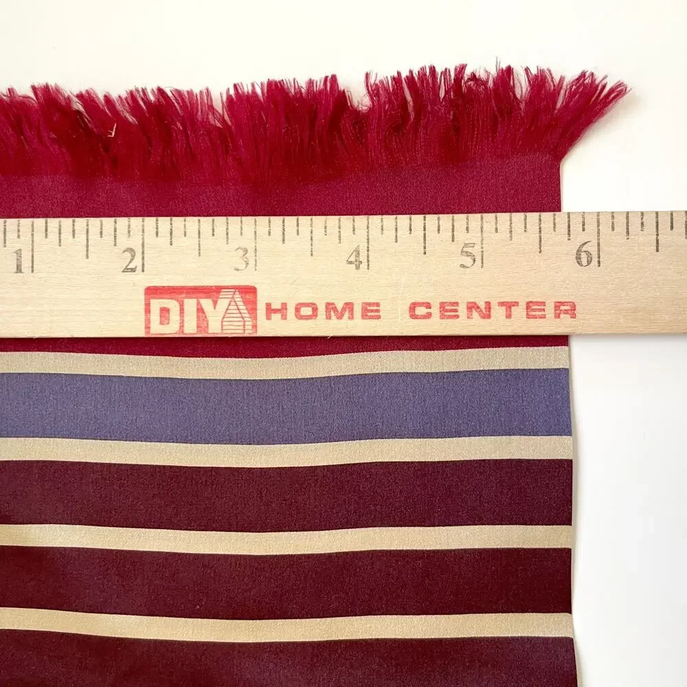 Vintage 90s Echo Silk Scarf Rectangle Satin Striped Jewel Tones Fringe‎ Burgundy